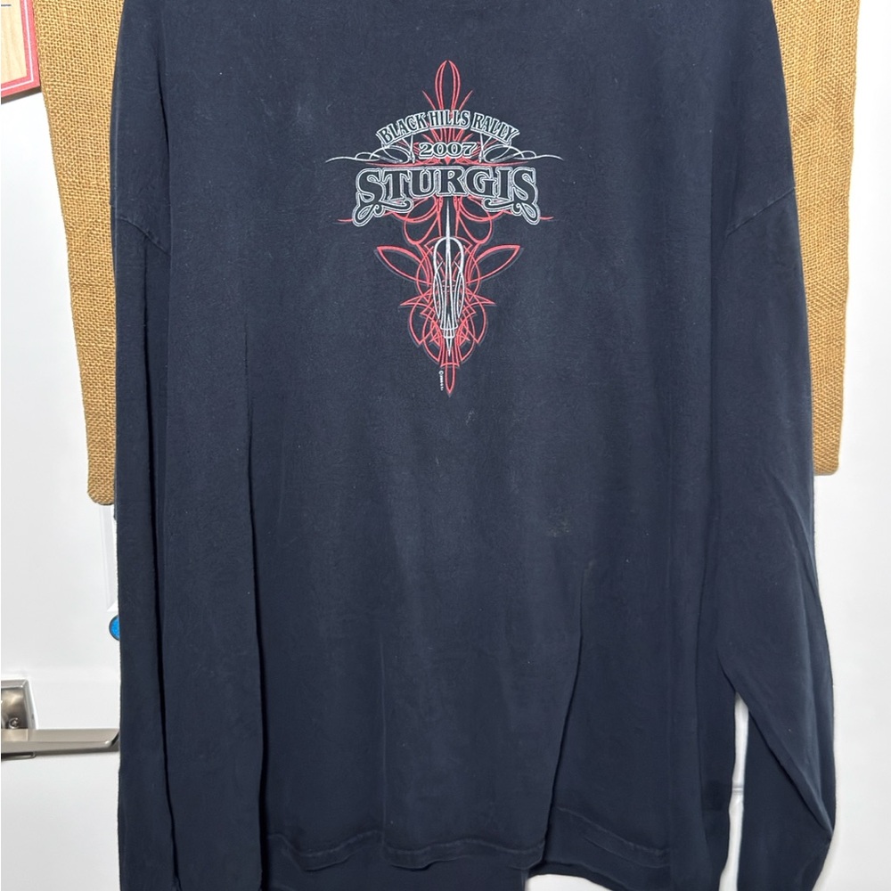 Y2K 2007 STURGIS Black Hills Rally Biker Graphic Long Sleeve Tee Size (3XL)